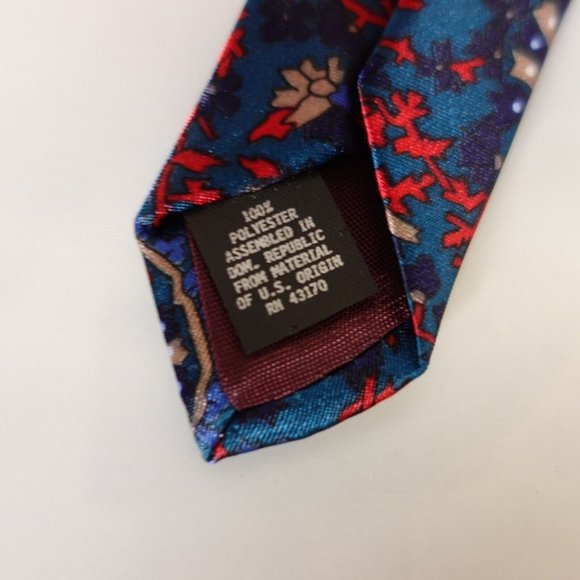 Oleg Cassini Neck Tie Mens Blue Paisley Suit Party Dress Adult Flower USA - Picture 8 of 10